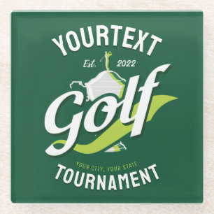 Pro Golfer NAME Golf Trophy Tournament Golfing Glass Coaster