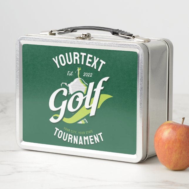 Pro Golfer NAME Golf Trophy Tournament Golfing Metal Lunch Box (In Situ)
