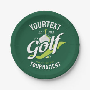 Pro Golfer NAME Golf Trophy Tournament Golfing Paper Plate