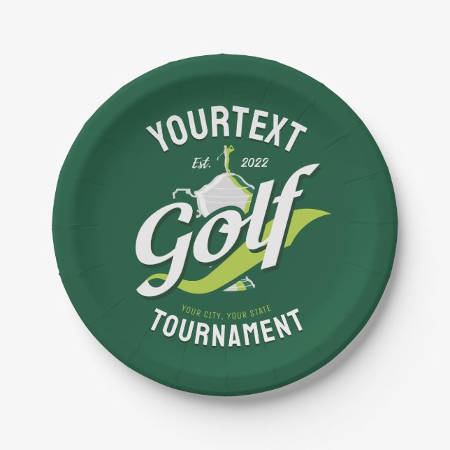 Pro Golfer NAME Golf Trophy Tournament Golfing Paper Plate (Front)