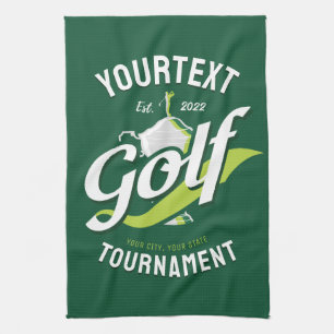 Pro Golfer NAME Golf Trophy Tournament Golfing Tea Towel