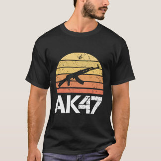 Pro Gun 2Nd Amendment Ak47 Rifle Retro Sunset T-Shirt
