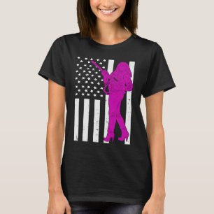 Pro Gun Distressed American Flag for Female Gun Ow T-Shirt