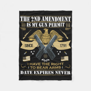Pro Gun Second Amendment Is My Gun Permit Usa Amer Fleece Blanket
