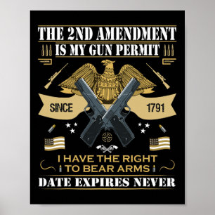 Pro Gun Second Amendment Is My Gun Permit Usa Amer Poster