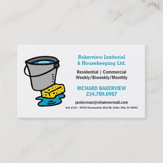 Pro Housecleaning Maid or Janitor Service Business Card (Front)