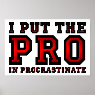 Pro in Procrastinate Funny Poster