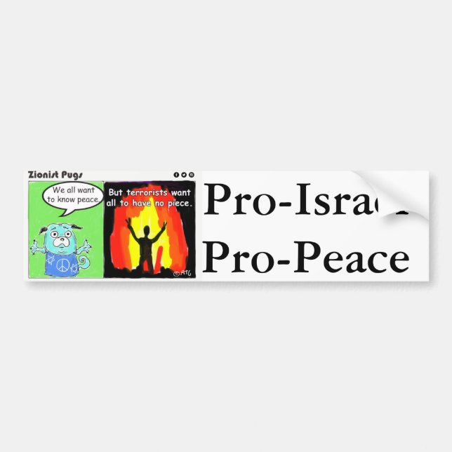 Pro-Israel, Pro-Peace Bumper Sticker (Front)