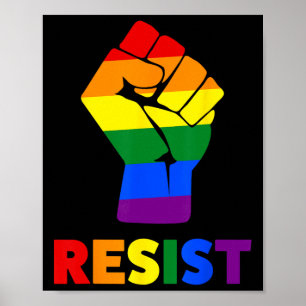 Pro-lgbt Rainbow Raised Fist Of Resistance Anti-tr Poster