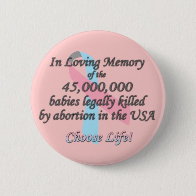 Pro Life, Abortion Statistics 6 Cm Round Badge (Front)