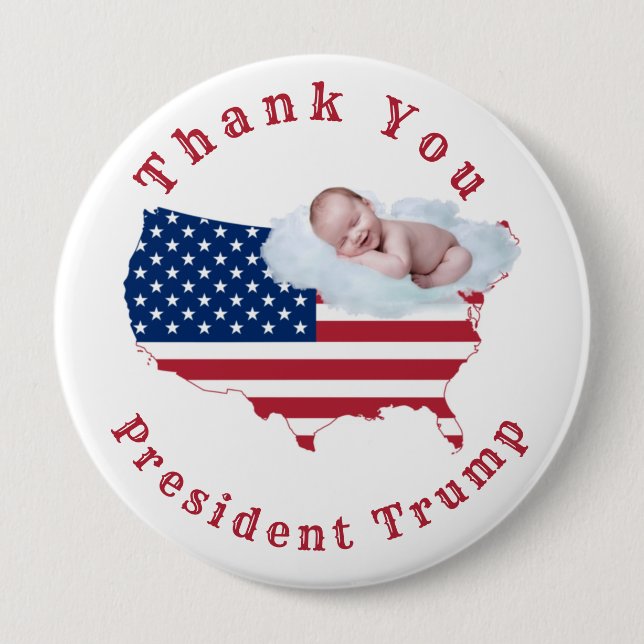 Pro-life Baby American Flag USA 10 Cm Round Badge (Front)