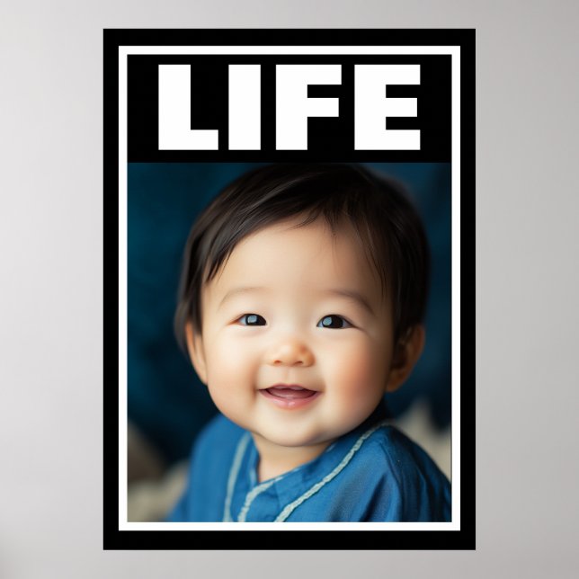 Pro-Life Baby Beautiful Asian Baby Boy Smiling Poster (Front)