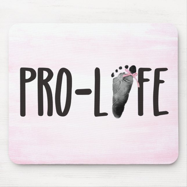 Pro-Life Baby Footprint on Pink Mouse Mat (Front)