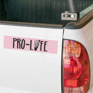 Pro-Life Baby Footprints with Bow on Dots Bumper Sticker