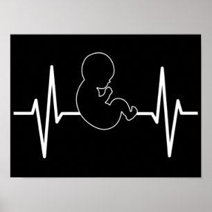 Pro-Life Baby Heartbeat Pulse EKG: Christian Faith Poster