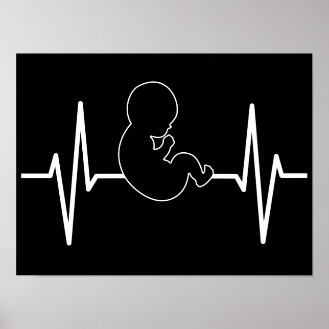 Pro-Life Baby Heartbeat Pulse EKG: Christian Faith Poster (Front)