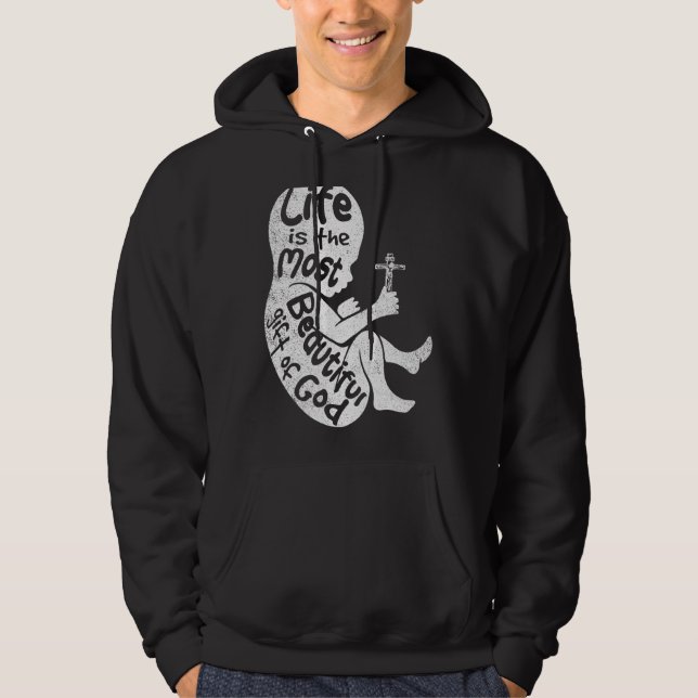 Pro Life Beautiful Gift Christian Abolish Abortion Hoodie (Front)