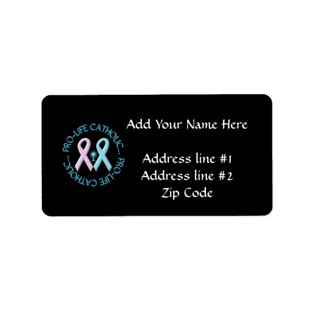 Pro-Life Catholic w/Monstrance & Pink/Blue Ribbons Label (Front)
