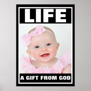 PRO-LIFE CUTE SMILING BABY GIRL IN PINK  POSTER