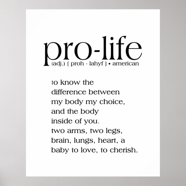 Pro-Life Definition Wall Art (Front)