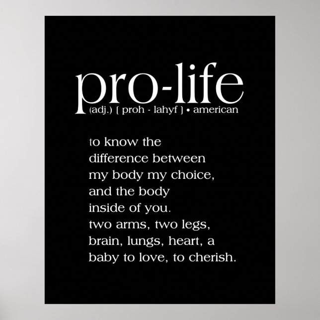 Pro-Life Definition Wall Art (Front)