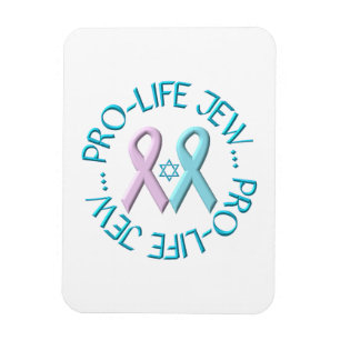 "Pro-Life Jew" w/Star of David & Ribbons Magnet