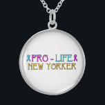 Pro-Life New Yorker Necklace<br><div class="desc">Pro-Life New Yorker Necklace.  Feel free to change the background colour and/or add words via Zazzle's great customisation tools.  For thousands more pro-life products please visit my Artists4God store at: http://www.zazzle.com/artists4god/gifts?cg=196514834256778908&rf=238686044861169565</div>