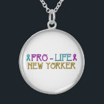 Pro-Life New Yorker Necklace<br><div class="desc">Pro-Life New Yorker Necklace. Feel free to change the background colour and/or add words via Zazzle's great customisation tools. For thousands more pro-life products please visit my Artists4God store at: http://www.zazzle.com/artists4god/gifts?cg=196514834256778908&rf=238686044861169565</div>