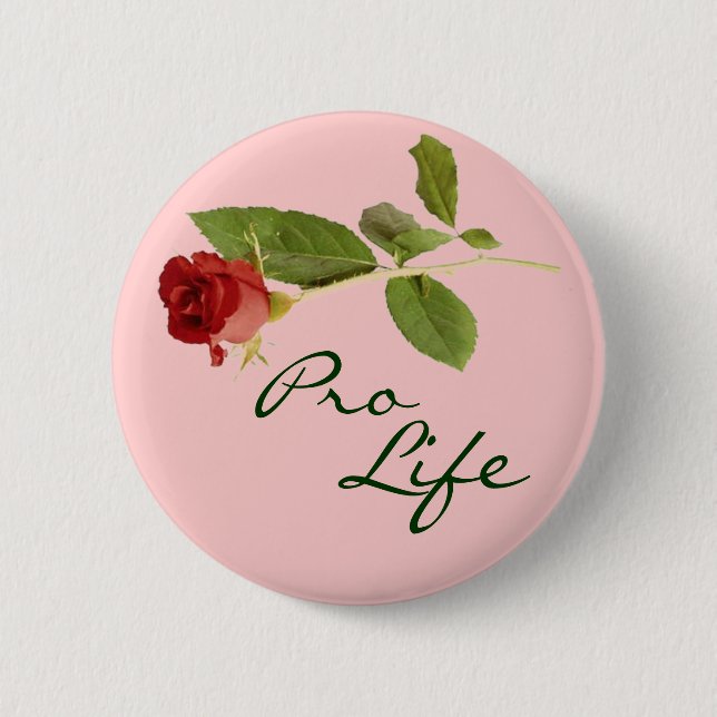 Pro-Life on Pink Floral 6 Cm Round Badge (Front)
