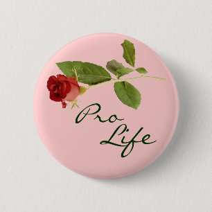 Pro-Life on Pink Floral 6 Cm Round Badge