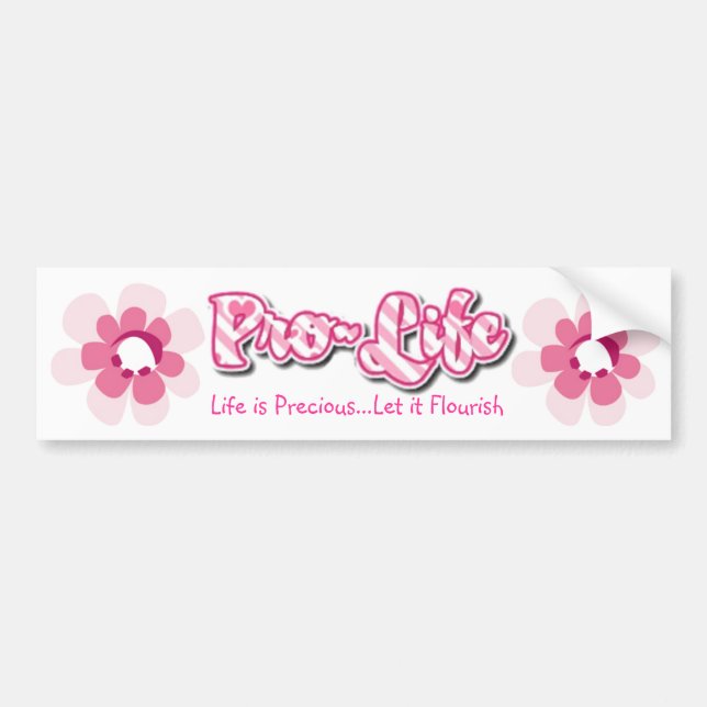 Pro-Life Pink Flower Bumper Sticker (Front)