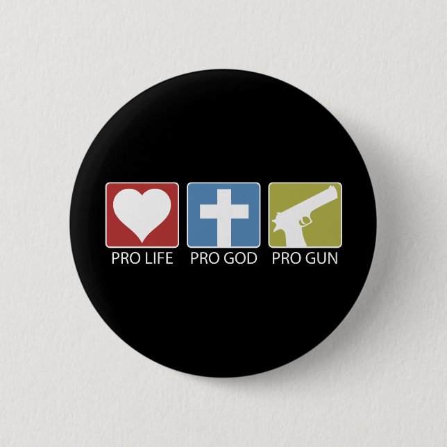 Pro Life, Pro God, Pro Gun 6 Cm Round Badge (Front)