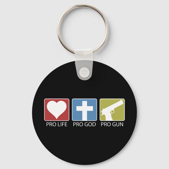 Pro Life, Pro God, Pro Gun Key Ring (Front)