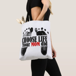 Pro-Life Quote With Baby Footprints Tote Bag