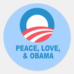 Pro-Obama - PEACE, LOVE, AND OBAMA Classic Round Sticker