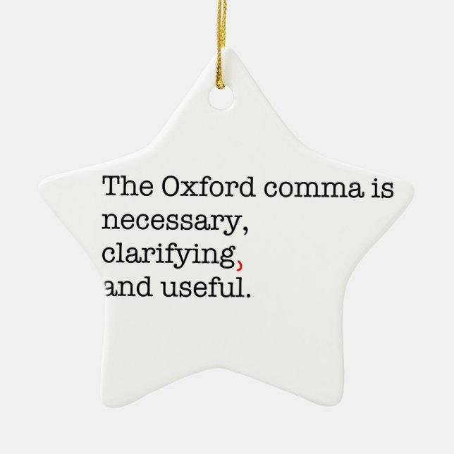 Pro-Oxford Comma Ceramic Tree Decoration (Front)