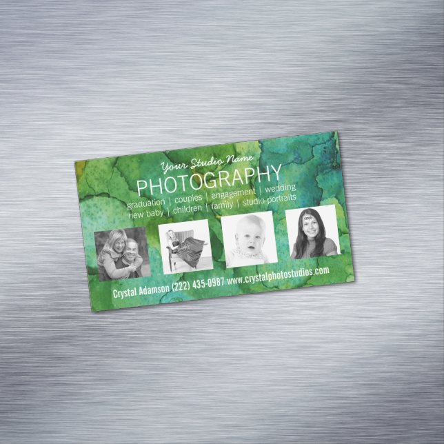 Pro Photographer with 4 Custom Sample Photos Magnetic Business Card (In Situ)