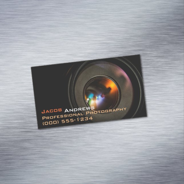 Pro Photography (Camera Lens) Magnetic Business Card (In Situ)