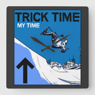 Pro Scooter Free Rider Tricks Square Wall Clock