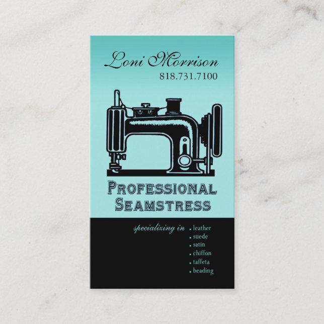 Pro Seamstress: Dressmaker, Patternmaker, Designer Business Card (Front)