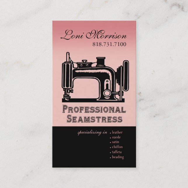 Pro Seamstress: Dressmaker, Patternmaker, Designer Business Card (Front)