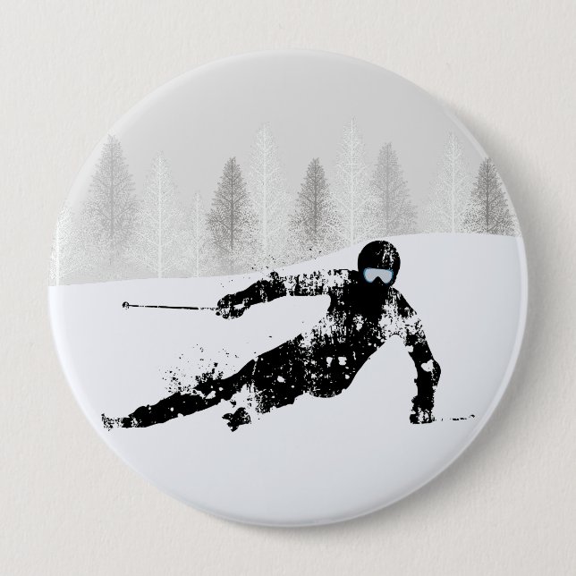 Pro Skier, Ski Snowboard 10 Cm Round Badge (Front)