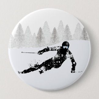 Pro Skier, Ski Snowboard 10 Cm Round Badge
