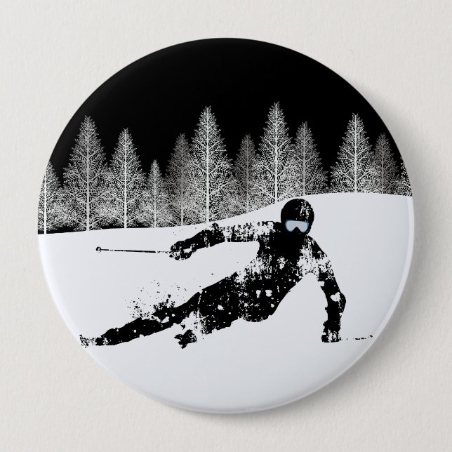 Pro Skier, Ski Snowboard Button (Front)