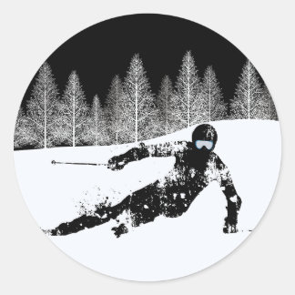 Pro Skier, Ski Snowboard Classic Round Sticker