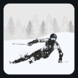 Pro Skier, Ski Snowboard Square Sticker<br><div class="desc">Pro Skier,  Ski Snowboard</div>