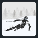 Pro Skier, Ski Snowboard Square Sticker<br><div class="desc">Pro Skier,  Ski Snowboard</div>