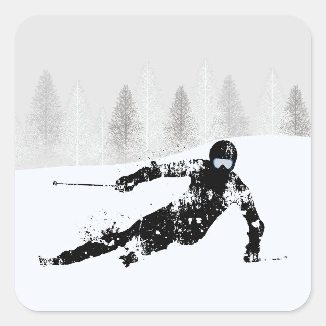 Pro Skier, Ski Snowboard Square Sticker (Front)