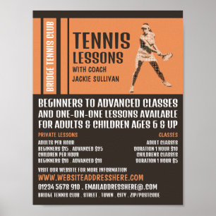 Pro Tennis Player, Tennis Lessons/Classes Advert Poster