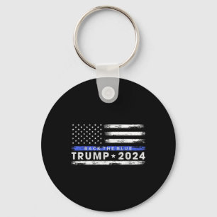 Pro Trump 2024 Back The Blue Thin Blue Line Key Ring